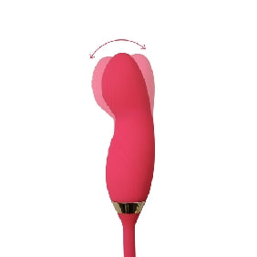 10-Speed Red Color Silicone Clitoral Rose with Tongue Licking and Wiggling Vibrator