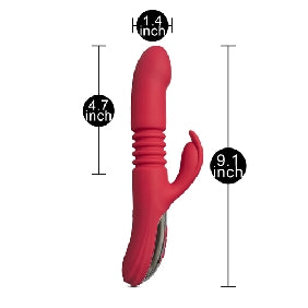 Red 12-Speed Silicone Thrusting Vibrator with Heating Function