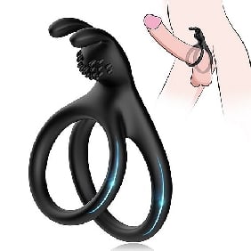 STAY HARD Rabbit Cock Ring with 2 Rings
