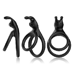 STAY HARD Rabbit Cock Ring with 2 Rings