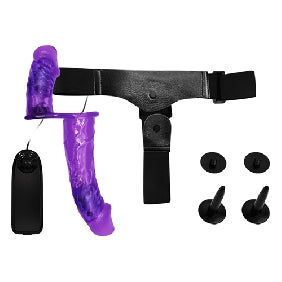 Purple Strap On with Double Vibrating Dildos ( Dual Motors )