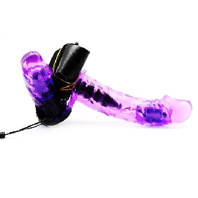 Purple Strap On with Double Vibrating Dildos ( Dual Motors )