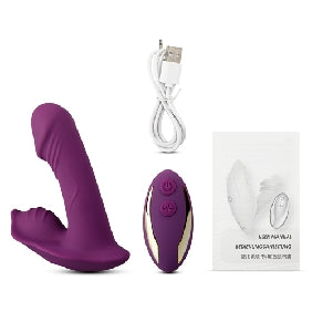 Purple 9-Speed Rechargeable Silicone Vibrating Dildo