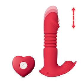Red 12-Speed Thrusting Wearable Vibrator with Heating Function & Remote Control