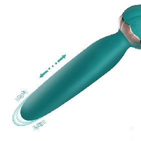 10-Speed Green Silicone Rose Vibrator with 5.7 Inch Thrusting Vibrator