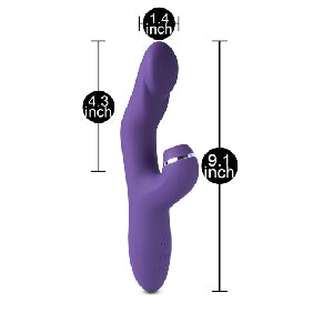 Purple 10-Speed Silicone G-Spot Vibrator with Clitoral Massager and Heating Function