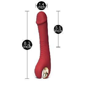 8-Speed Rechargeable Silicone Penis-Shaped Vibrator  with Rotating Head