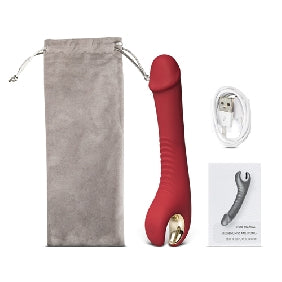 8-Speed Rechargeable Silicone Penis-Shaped Vibrator  with Rotating Head