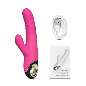 9-Speed Rechargeable Silicone Rabbit Vibrator with Flexible Head