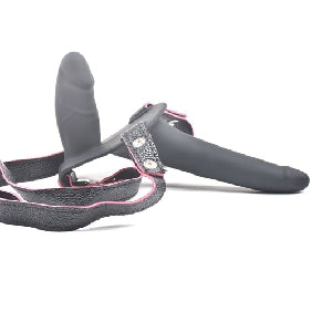 Black Strap On with Double Silicone Dildos