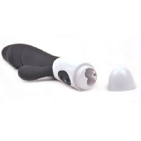 Black Silicone Penis G-Spot Vibrator with Dual Motors
