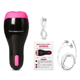 12-Speed Male Vibrating Masturbator with Heating Function in Pink