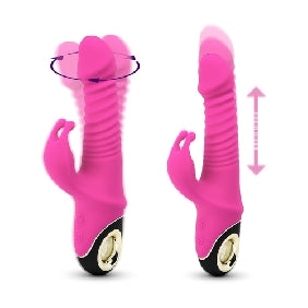9 Speed Thrusting Rabbit Vibrator with Rotation in Pink