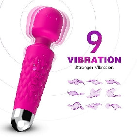Pink 9 Speed Rechargeable Silicone Wand Massager