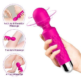 Pink 9 Speed Rechargeable Silicone Wand Massager