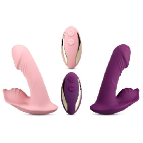 Purple 9-Speed Rechargeable Silicone Vibrating Dildo