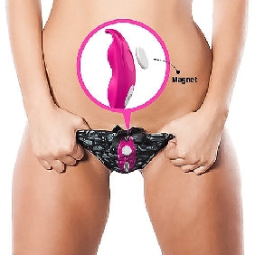 9-Speed Rose Red Silicone Panty Vibrator with Magnetic Clip & Remote Control