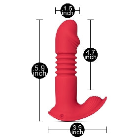 Red 12-Speed Thrusting Wearable Vibrator with Heating Function & Remote Control